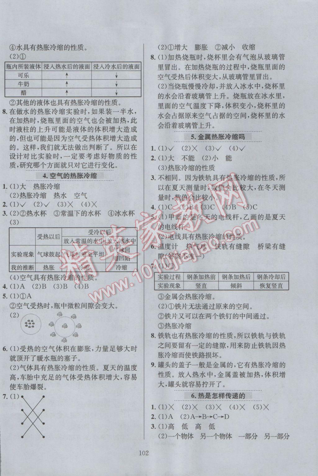 2017年小学教材全练五年级科学下册教科版 参考答案第6页