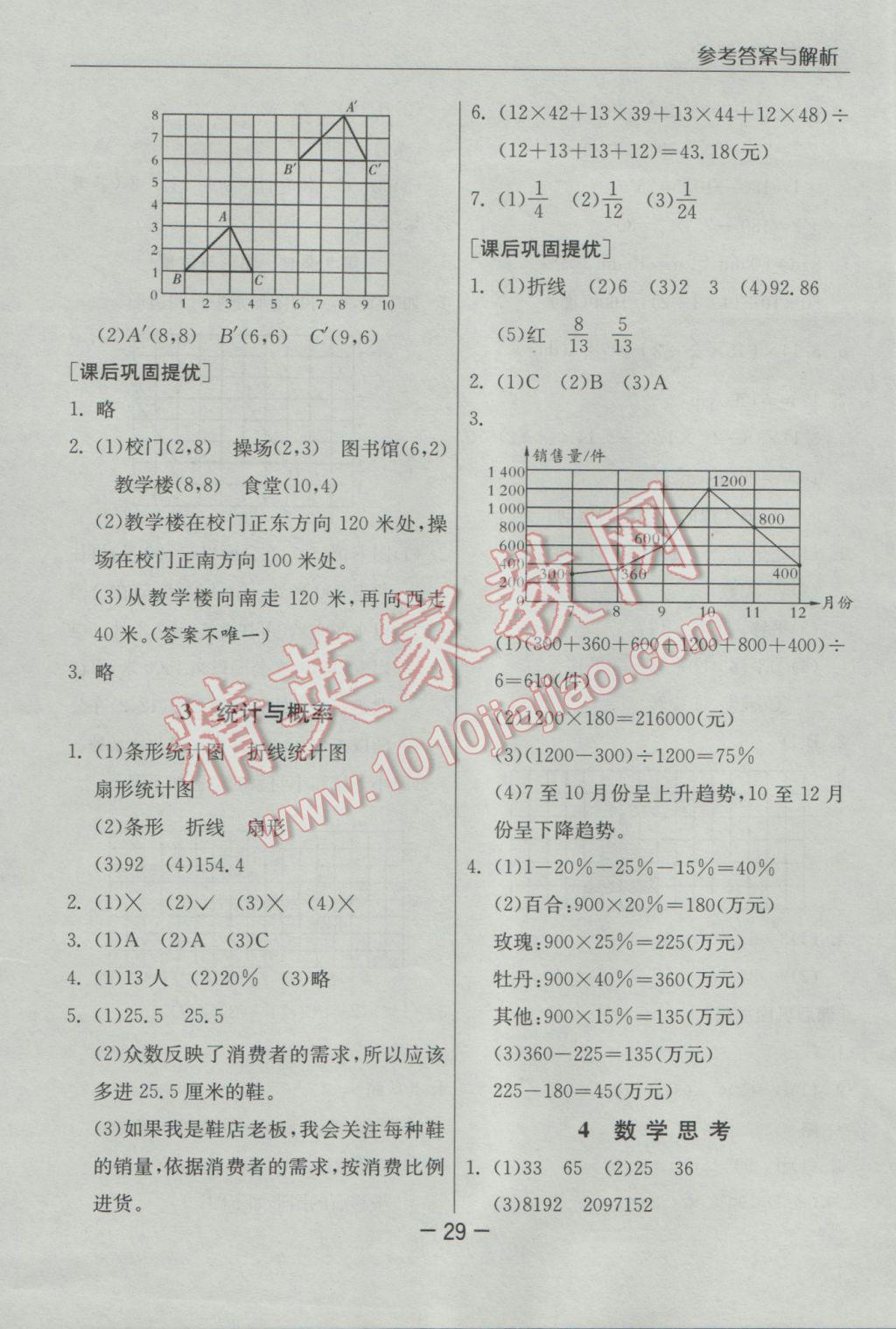 2017年实验班提优课堂六年级数学下册人教版 参考答案第29页