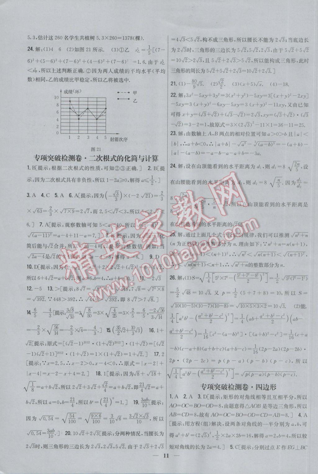 2017年新教材完全考卷八年級數(shù)學(xué)下冊人教版 參考答案第11頁