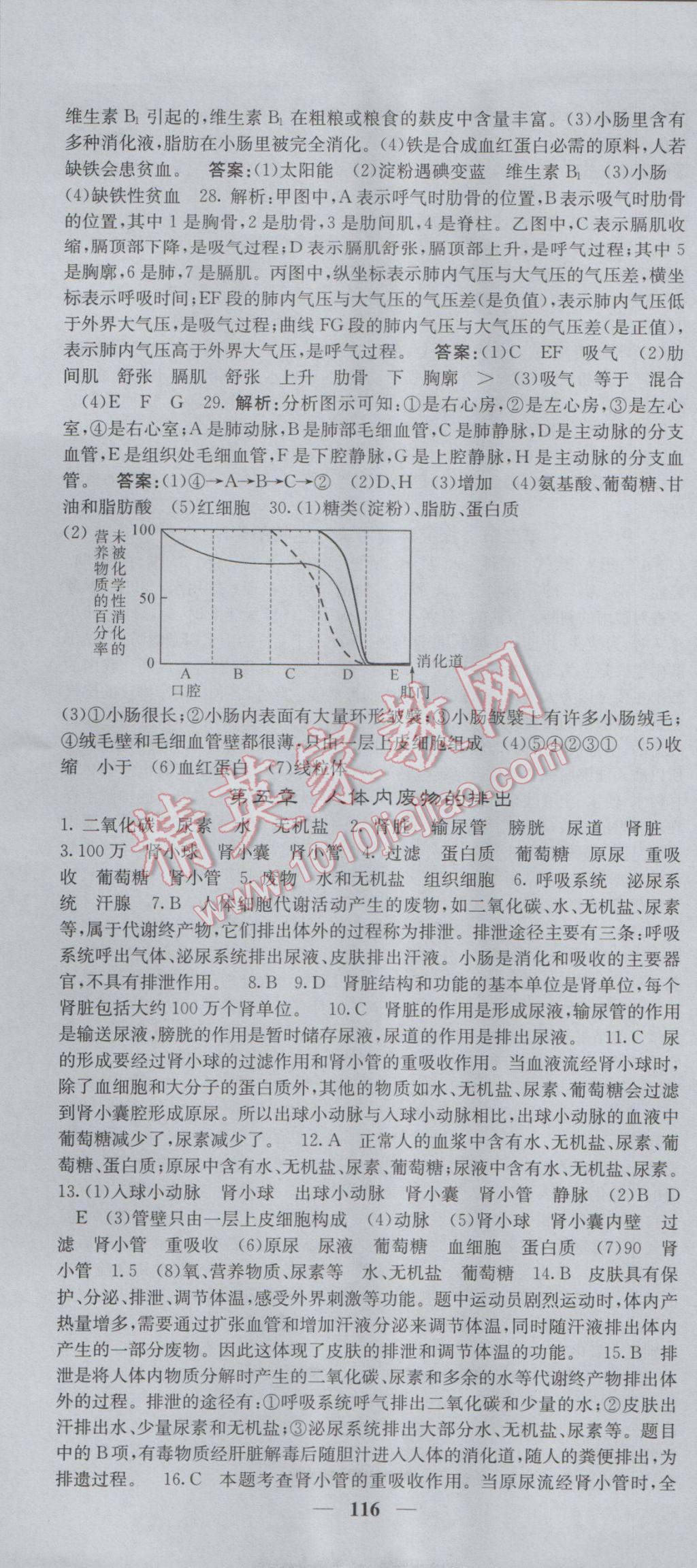 2017年課堂點睛七年級生物下冊人教版 參考答案第19頁