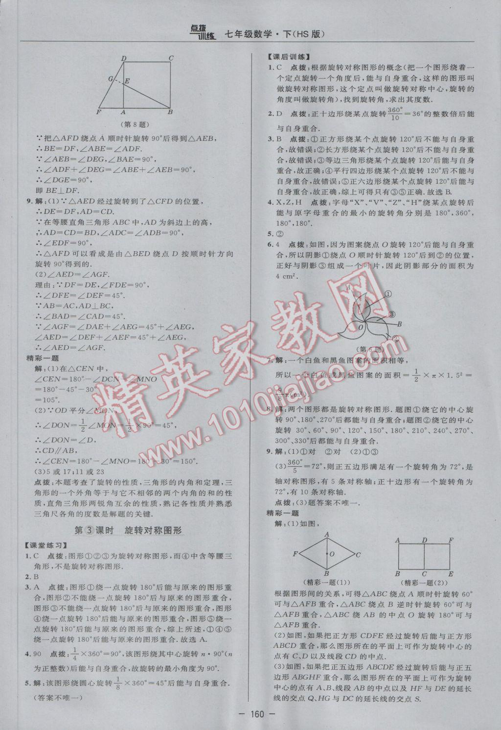 2017年點撥訓(xùn)練七年級數(shù)學(xué)下冊華師大版 參考答案第38頁