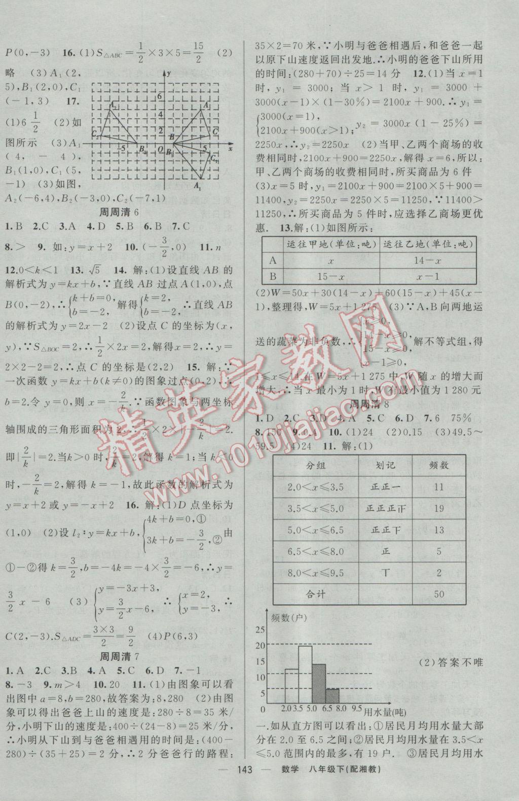 2017年四清导航八年级数学下册湘教版 参考答案第16页