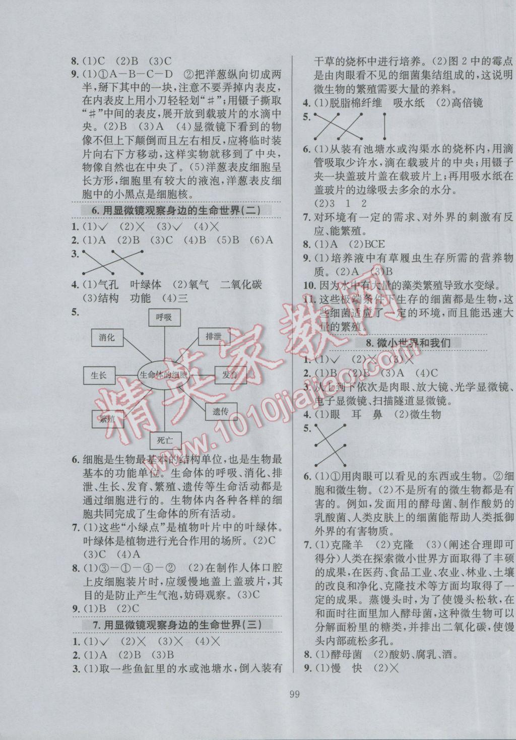 2017年小學(xué)教材全練六年級科學(xué)下冊教科版 參考答案第3頁