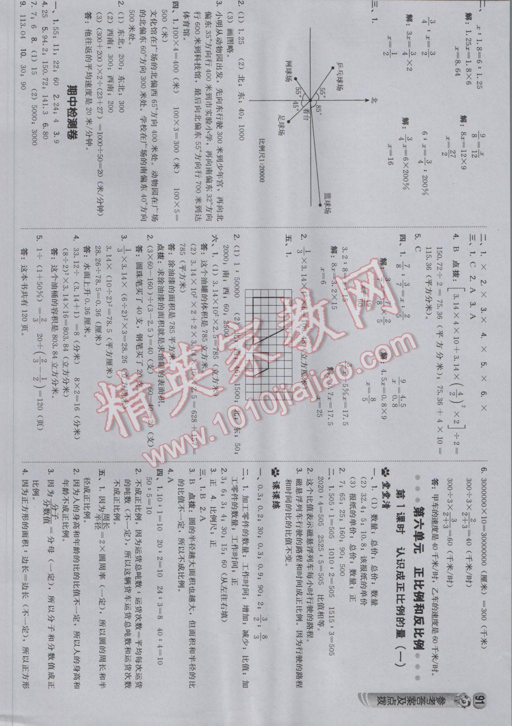 2017年综合应用创新题典中点六年级数学下册苏教版 参考答案第9页