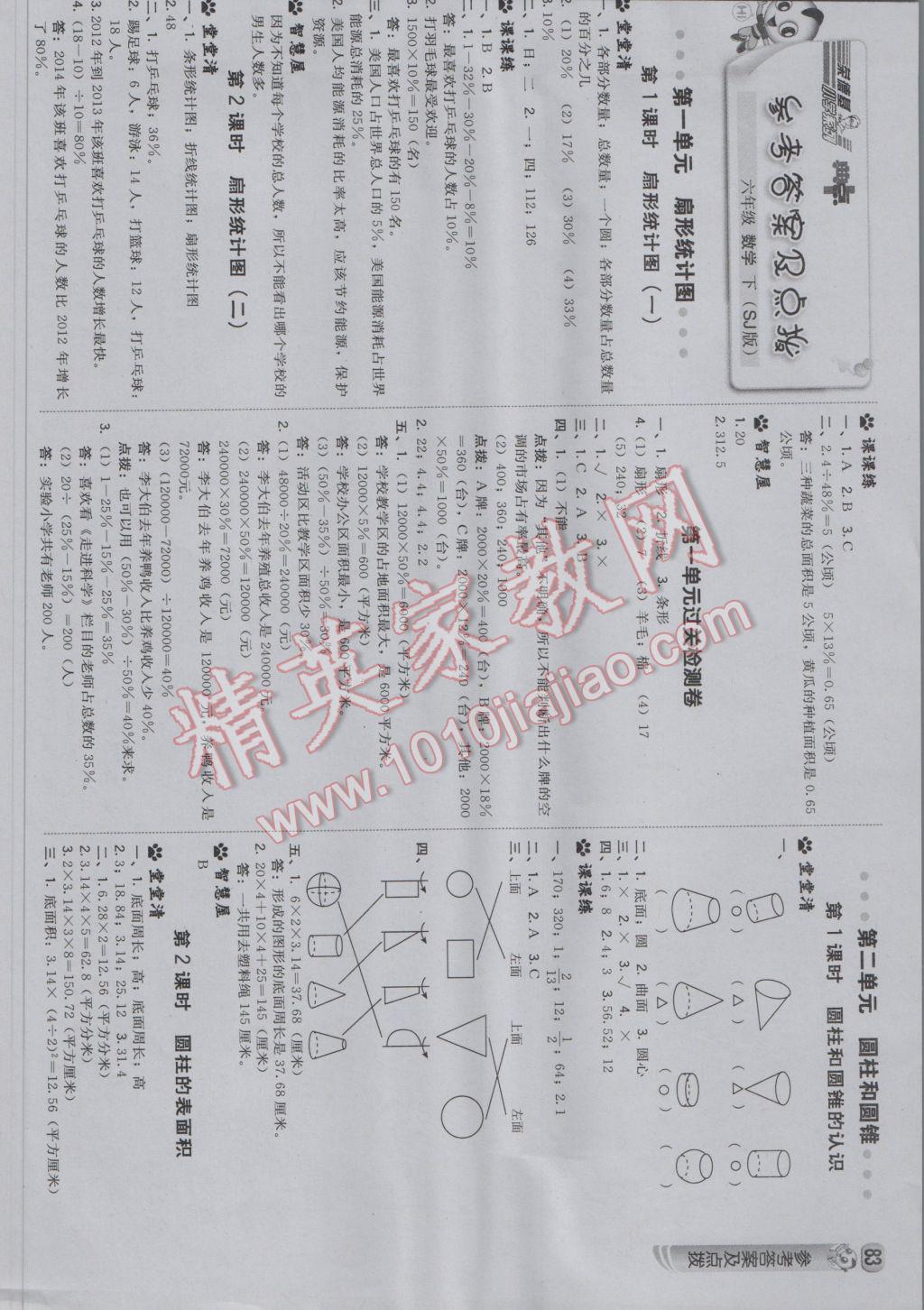 2017年綜合應(yīng)用創(chuàng)新題典中點六年級數(shù)學(xué)下冊蘇教版 參考答案第1頁