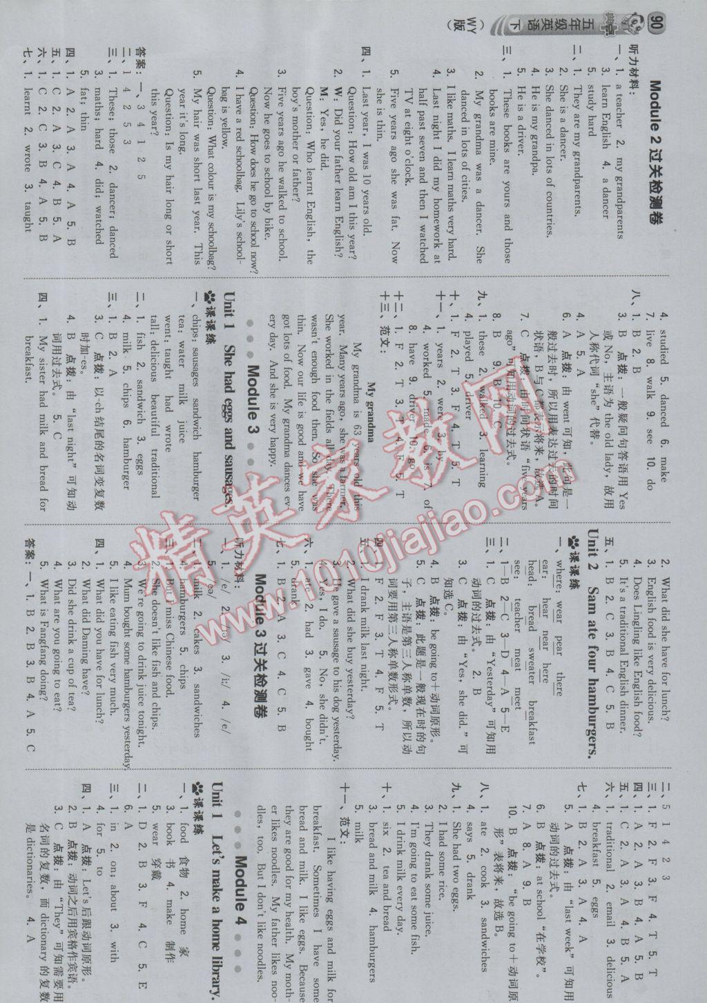 2017年綜合應用創(chuàng)新題典中點五年級英語下冊外研版三起 參考答案第2頁