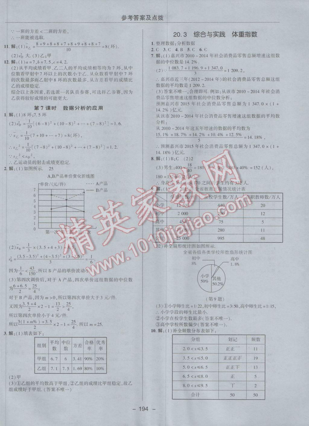 2017年综合应用创新题典中点八年级数学下册沪科版 参考答案第46页