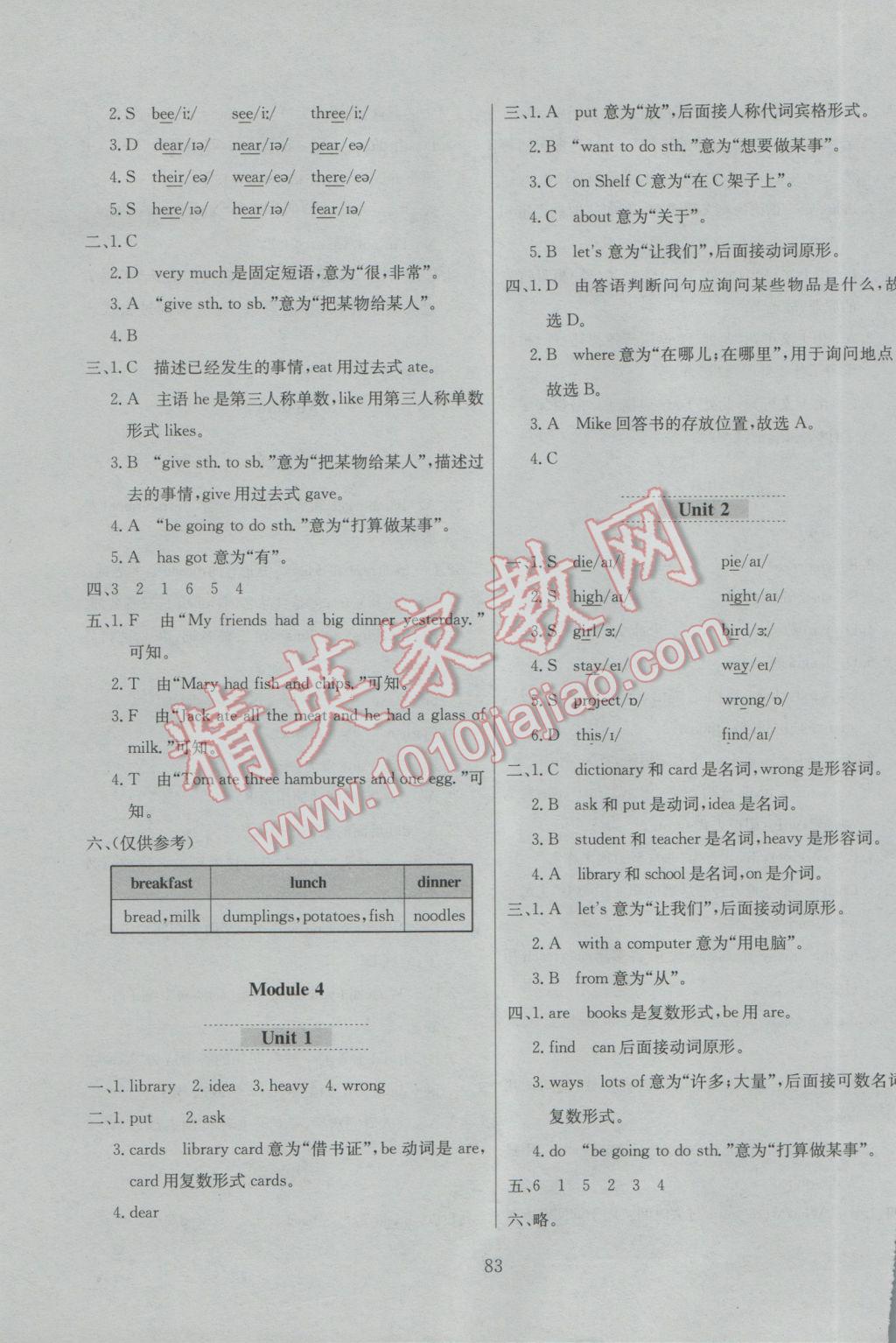 2017年小学教材全练五年级英语下册外研版三起 参考答案第7页