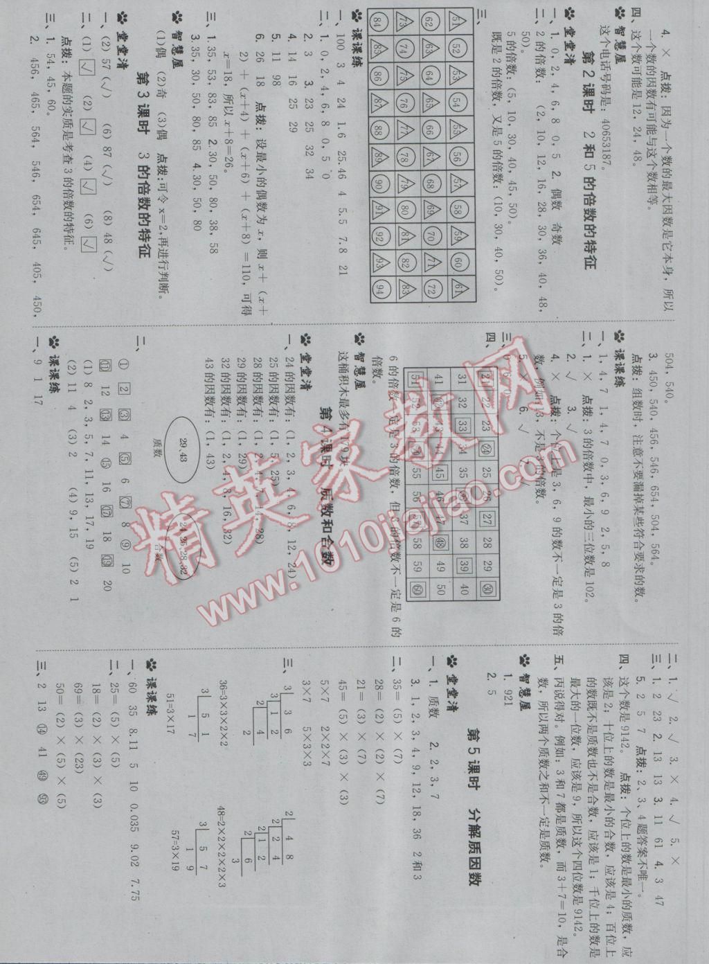 2017年综合应用创新题典中点五年级数学下册苏教版 参考答案第8页