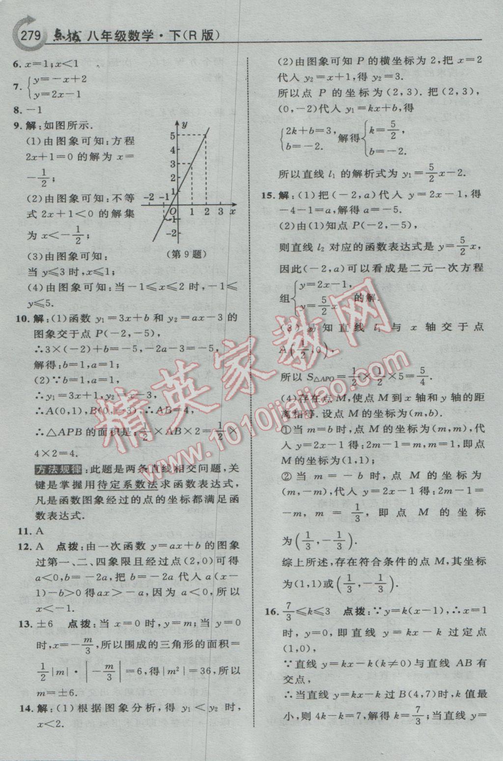 2017年特高級教師點(diǎn)撥八年級數(shù)學(xué)下冊人教版 參考答案第49頁