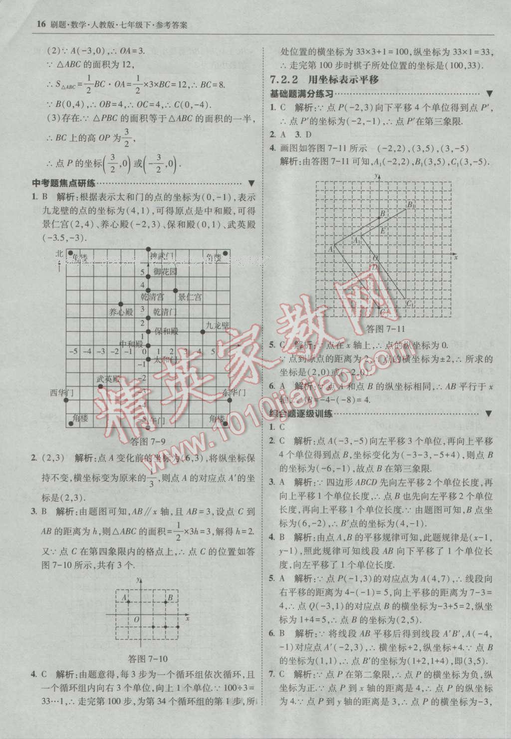 2017年北大綠卡刷題七年級數(shù)學(xué)下冊人教版 參考答案第15頁