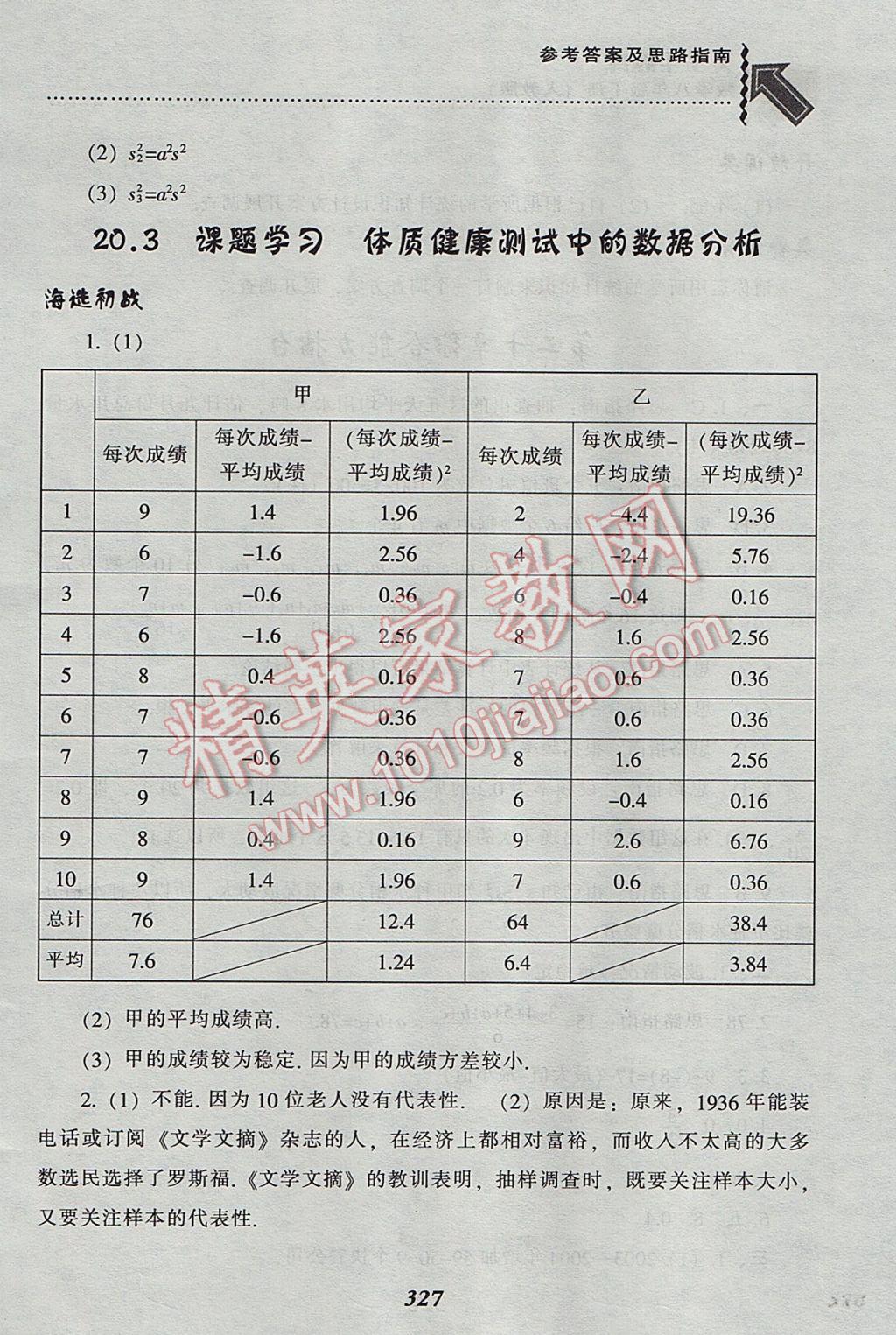 2017年尖子生題庫八年級數(shù)學下冊人教版 參考答案第87頁