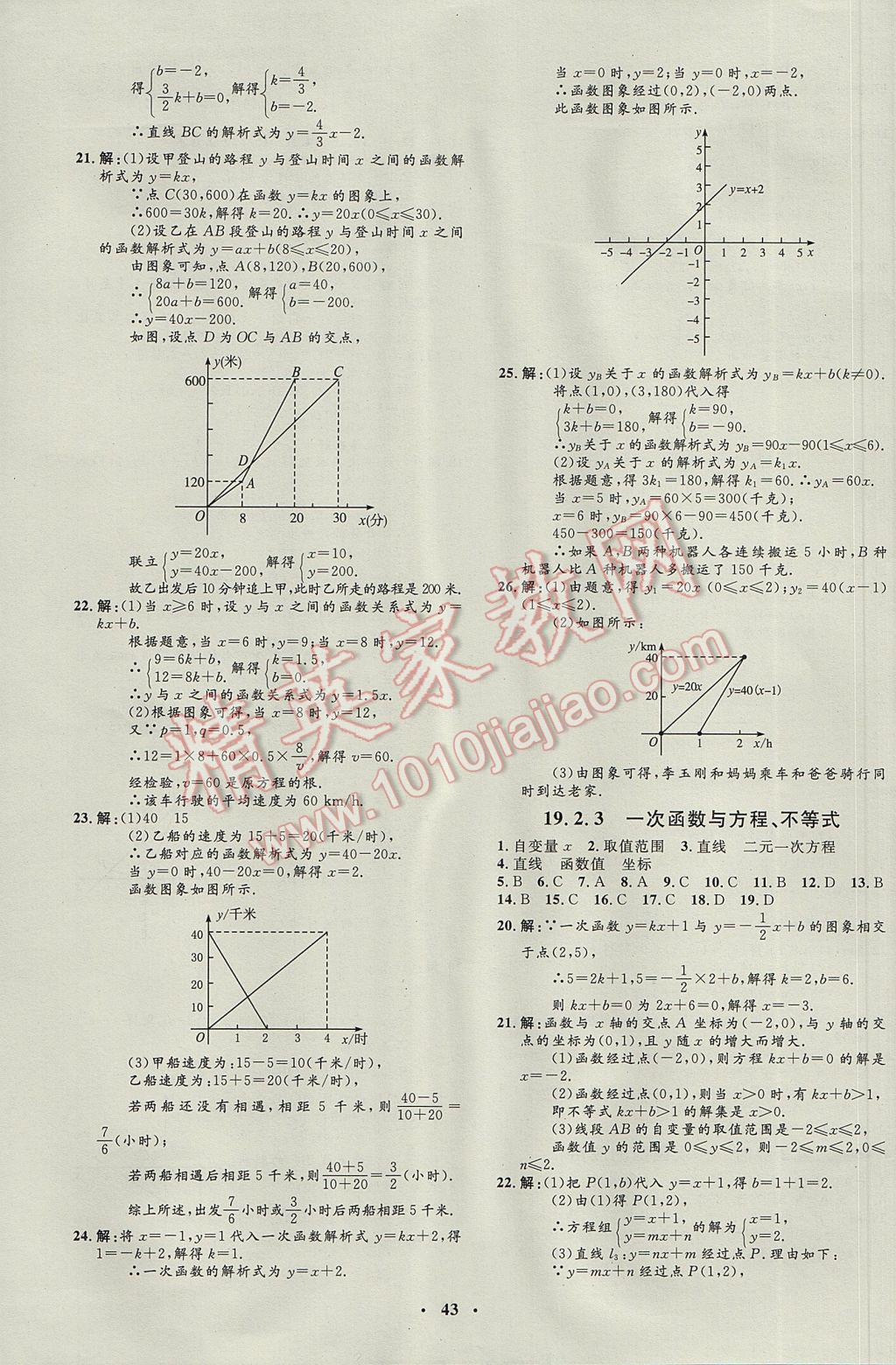 2017年非常1加1完全題練八年級數(shù)學(xué)下冊人教版 參考答案第15頁