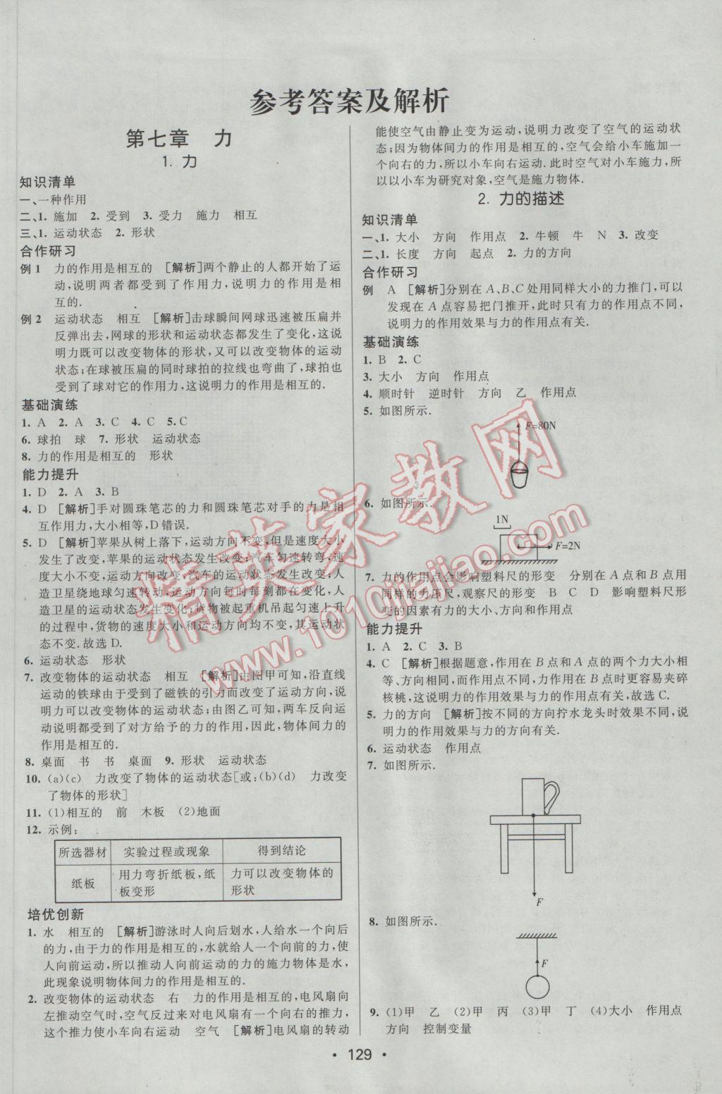 2017年同行學(xué)案學(xué)練測八年級物理下冊教科版 參考答案第1頁