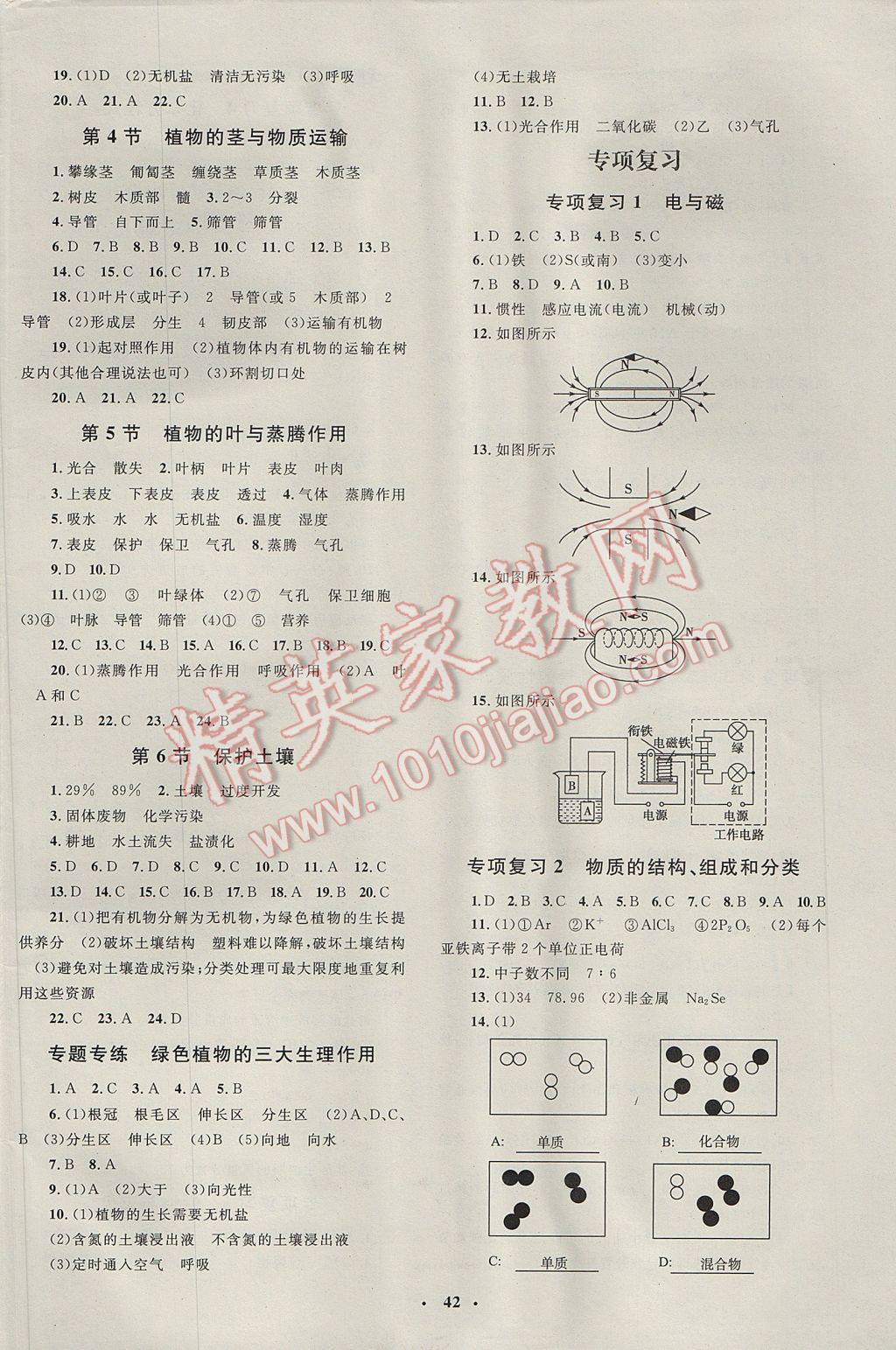 2017年非常1加1完全題練八年級科學(xué)下冊浙教版 參考答案第18頁