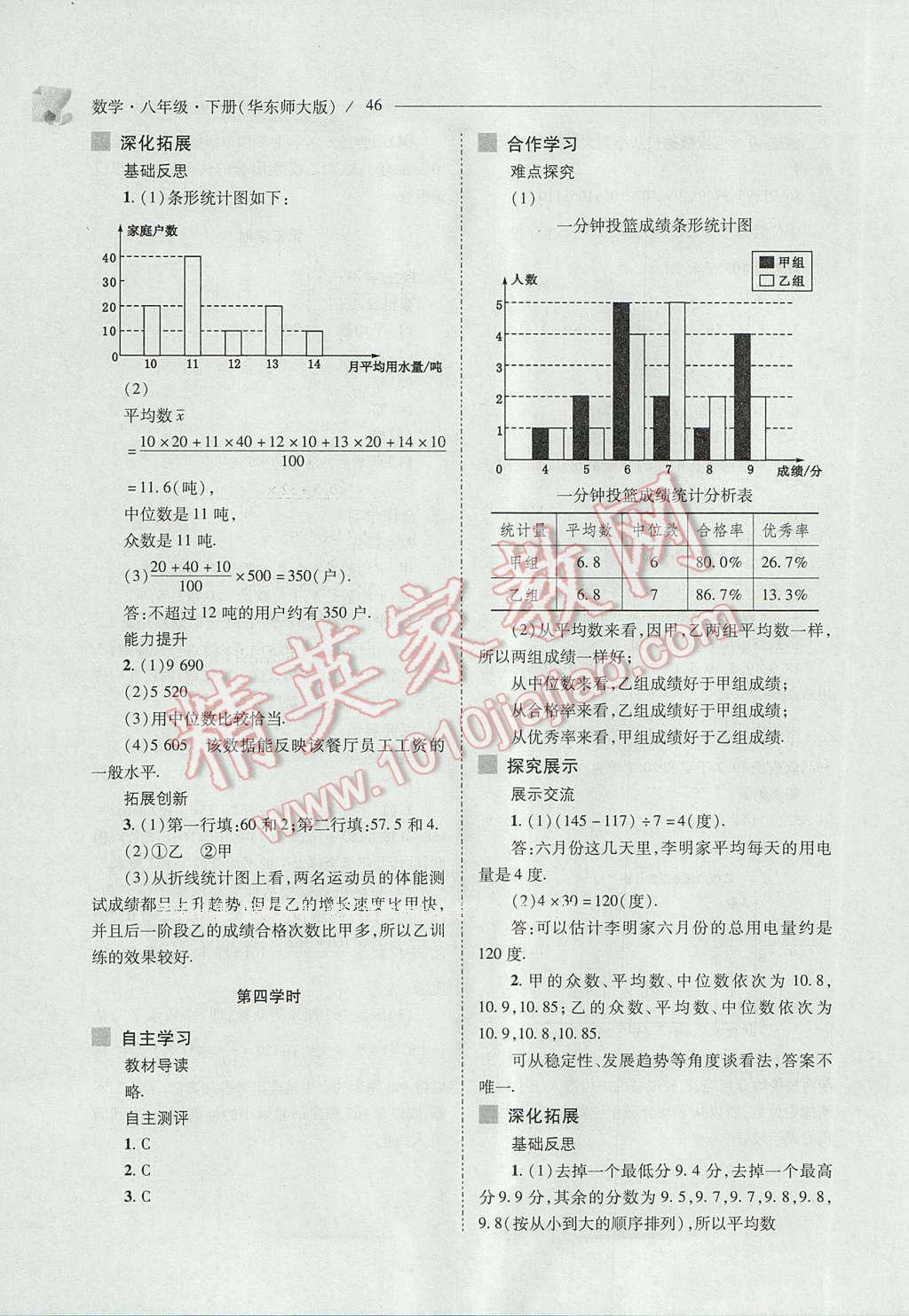 2017年新課程問題解決導(dǎo)學(xué)方案八年級數(shù)學(xué)下冊華東師大版 參考答案第46頁