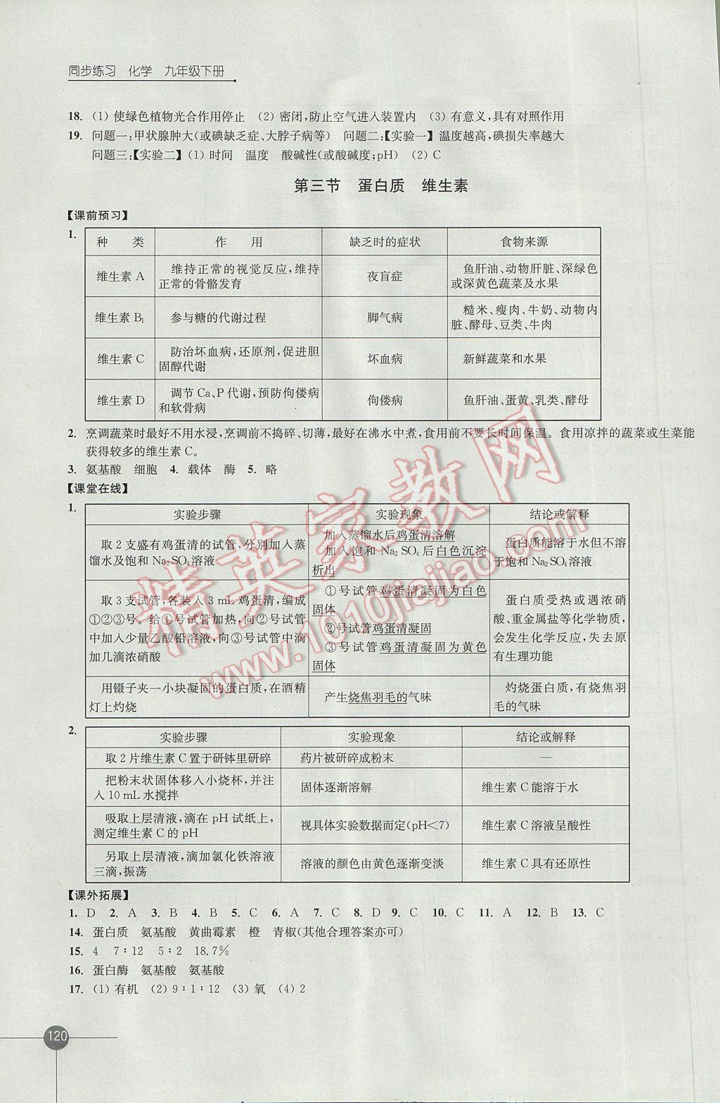 2017年同步練習(xí)九年級化學(xué)下冊滬教版江蘇鳳凰科學(xué)技術(shù)出版社 參考答案第12頁