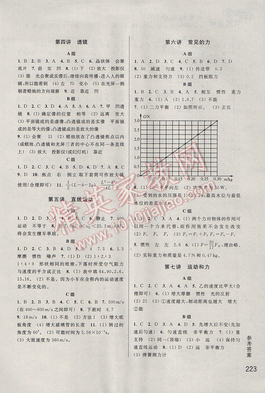 2017年尖子生培優(yōu)教材七年級科學(xué)下冊 參考答案第7頁