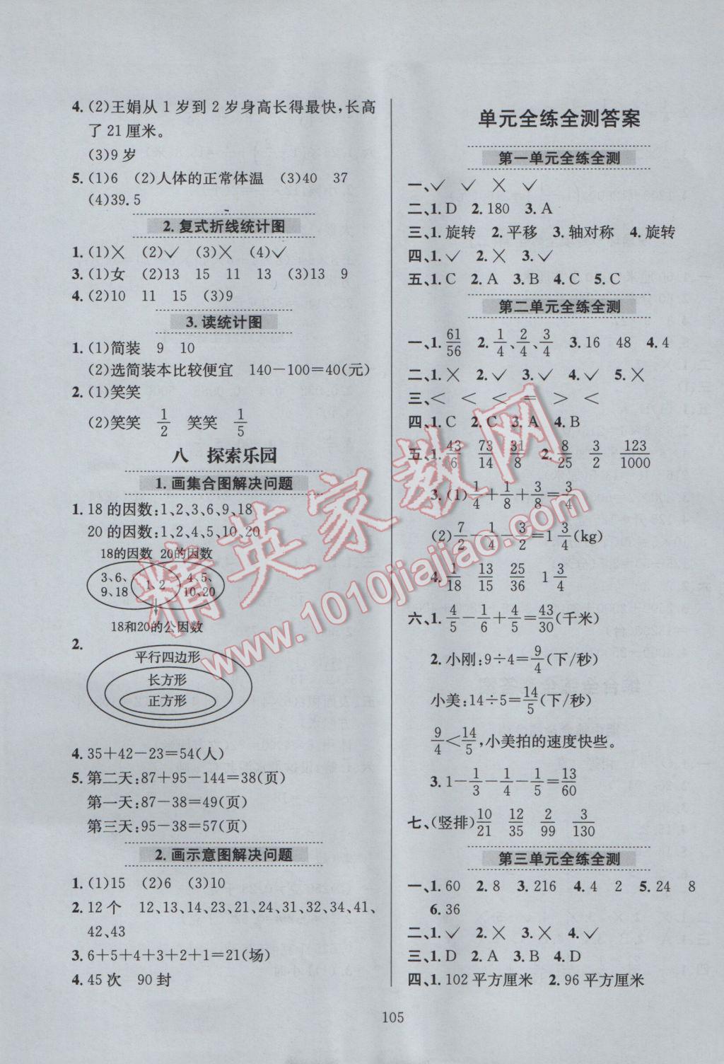 2017年小學(xué)教材全練五年級數(shù)學(xué)下冊冀教版 參考答案第9頁