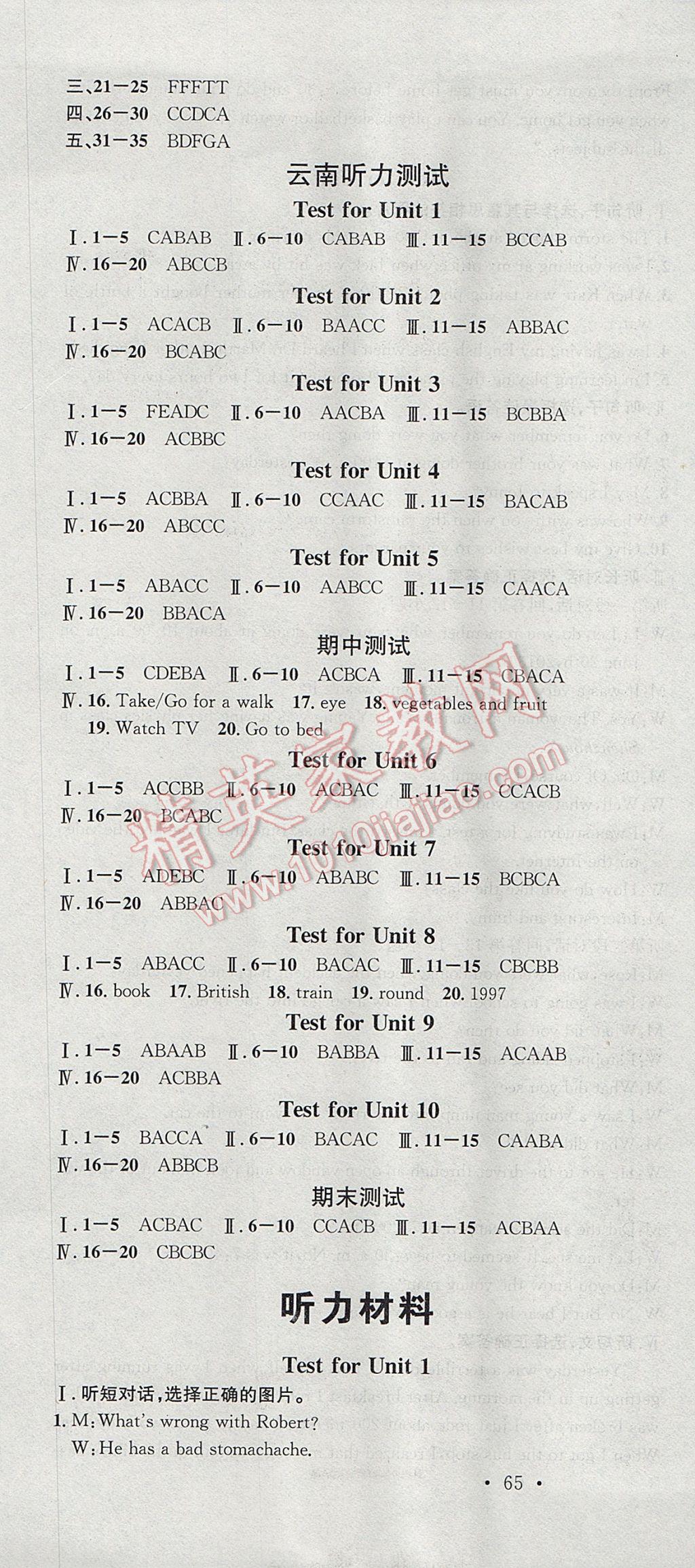 2017年名校课堂滚动学习法八年级英语下册人教版 参考答案第25页