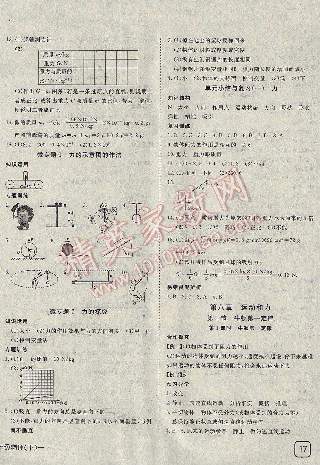 2017年探究在線高效課堂八年級物理下冊 參考答案第2頁