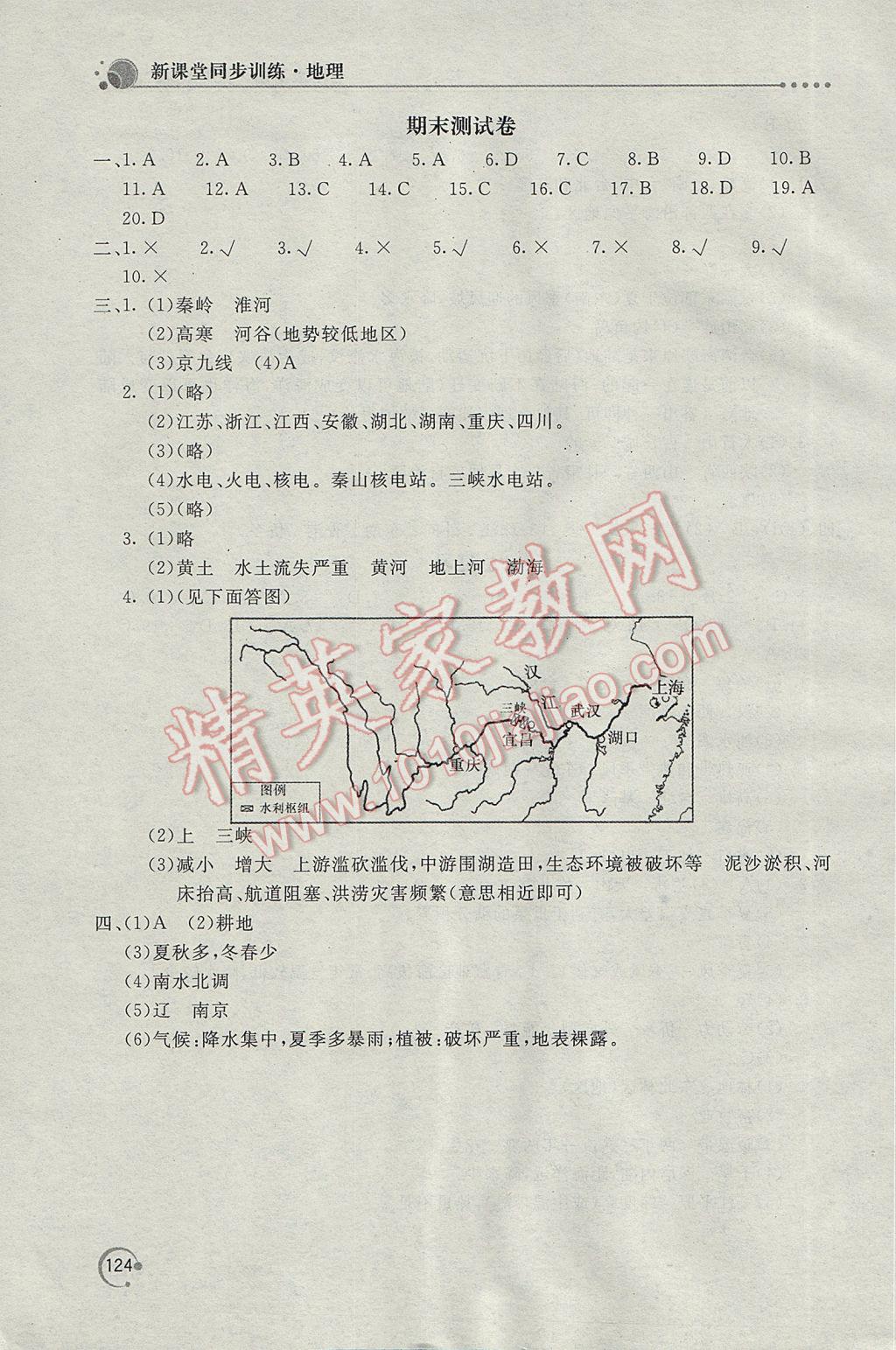 2017年新课堂同步训练七年级地理下册地图版 参考答案第15页