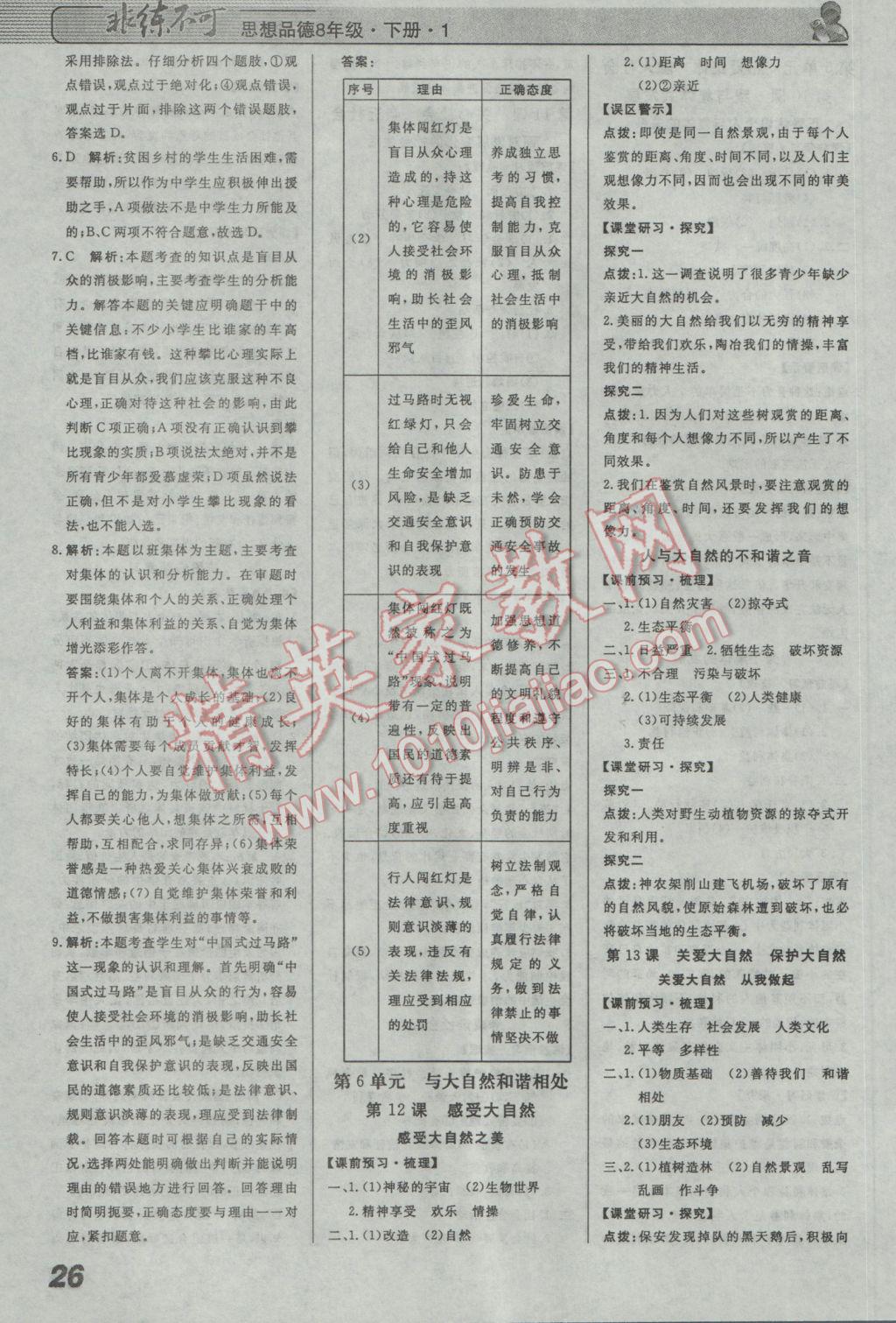 2017年課堂導(dǎo)學(xué)非練不可八年級(jí)思想品德下冊(cè)魯人版六三制 參考答案第1頁(yè)