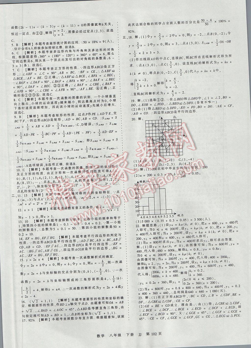 2017年王朝霞考点梳理时习卷八年级数学下册冀教版 参考答案第18页