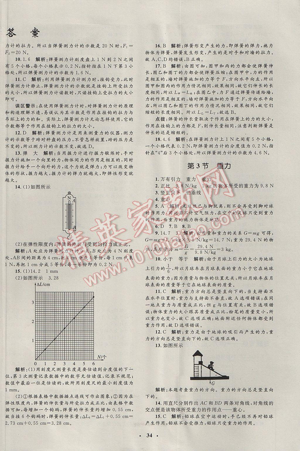 2017年非常1加1完全題練八年級(jí)物理下冊(cè)人教版 參考答案第2頁(yè)