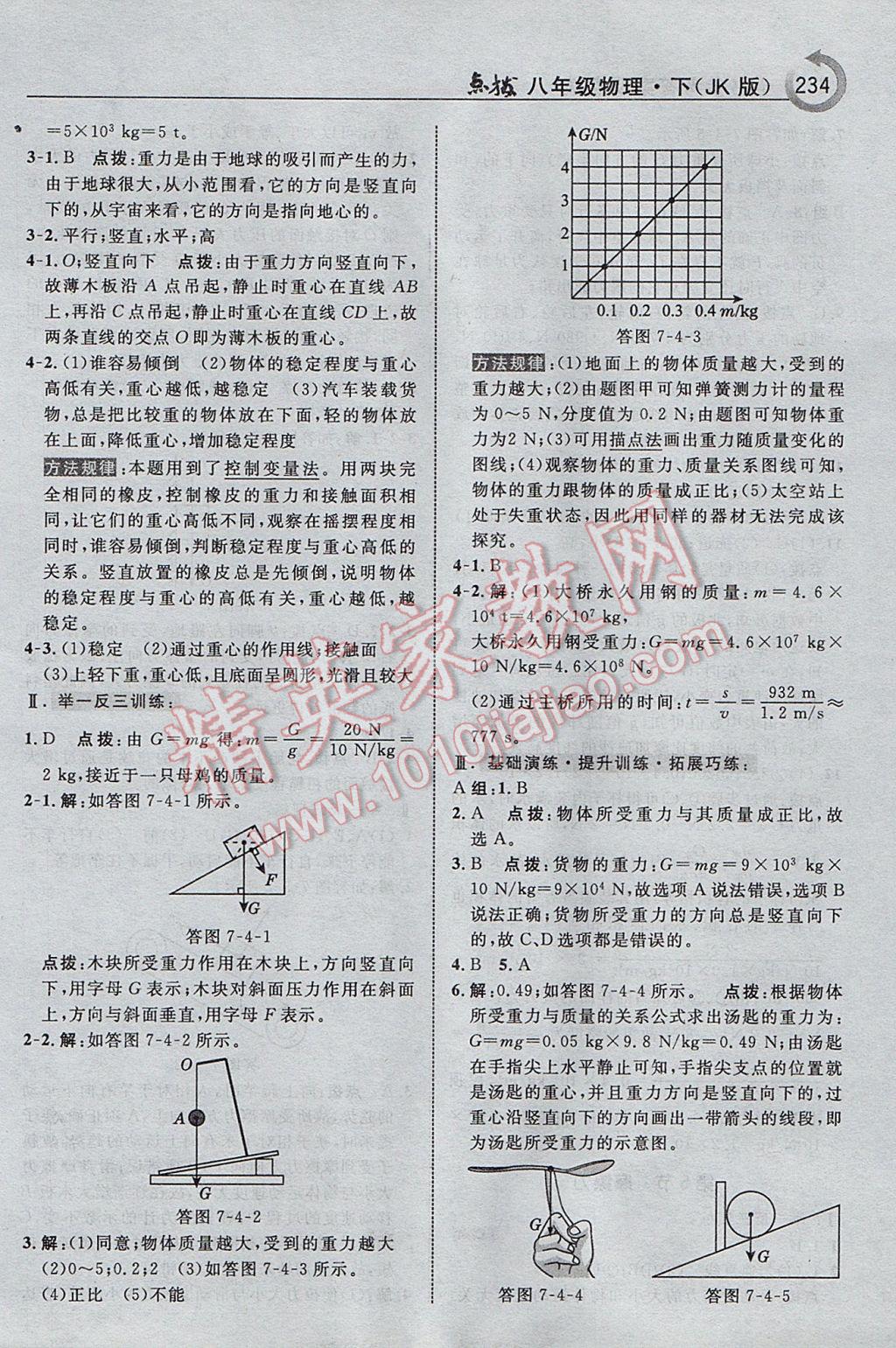 2017年特高級(jí)教師點(diǎn)撥八年級(jí)物理下冊(cè)教科版 參考答案第4頁(yè)