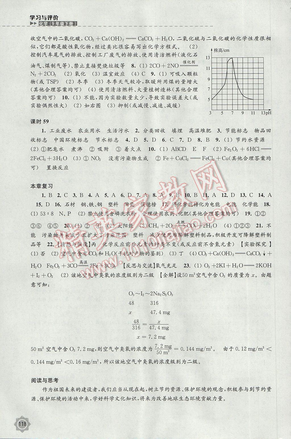 2017年學習與評價九年級化學下冊滬教版江蘇鳳凰教育出版社 參考答案第12頁