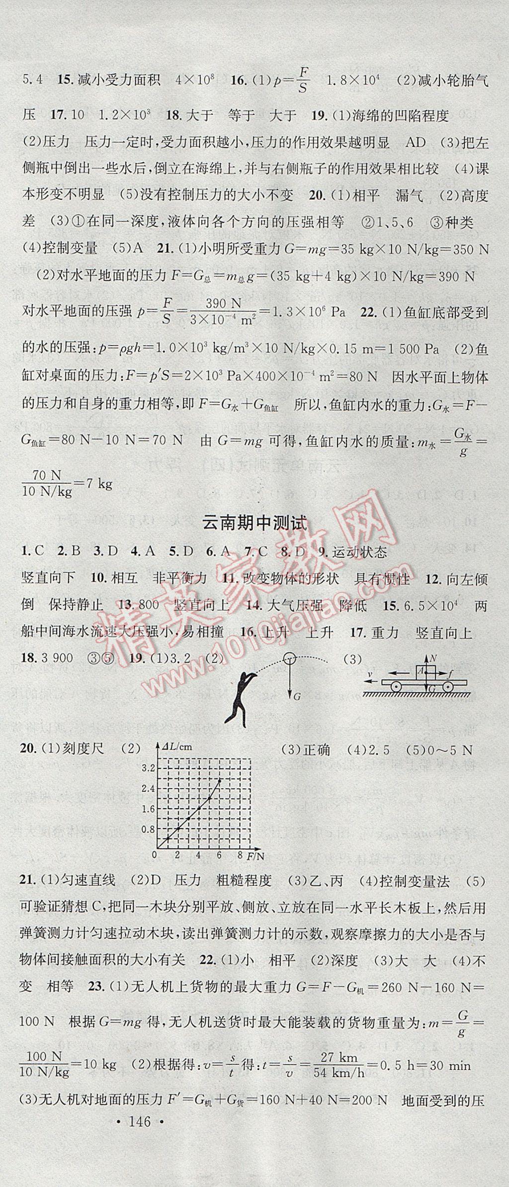 2017年名校课堂滚动学习法八年级物理下册人教版 参考答案第21页