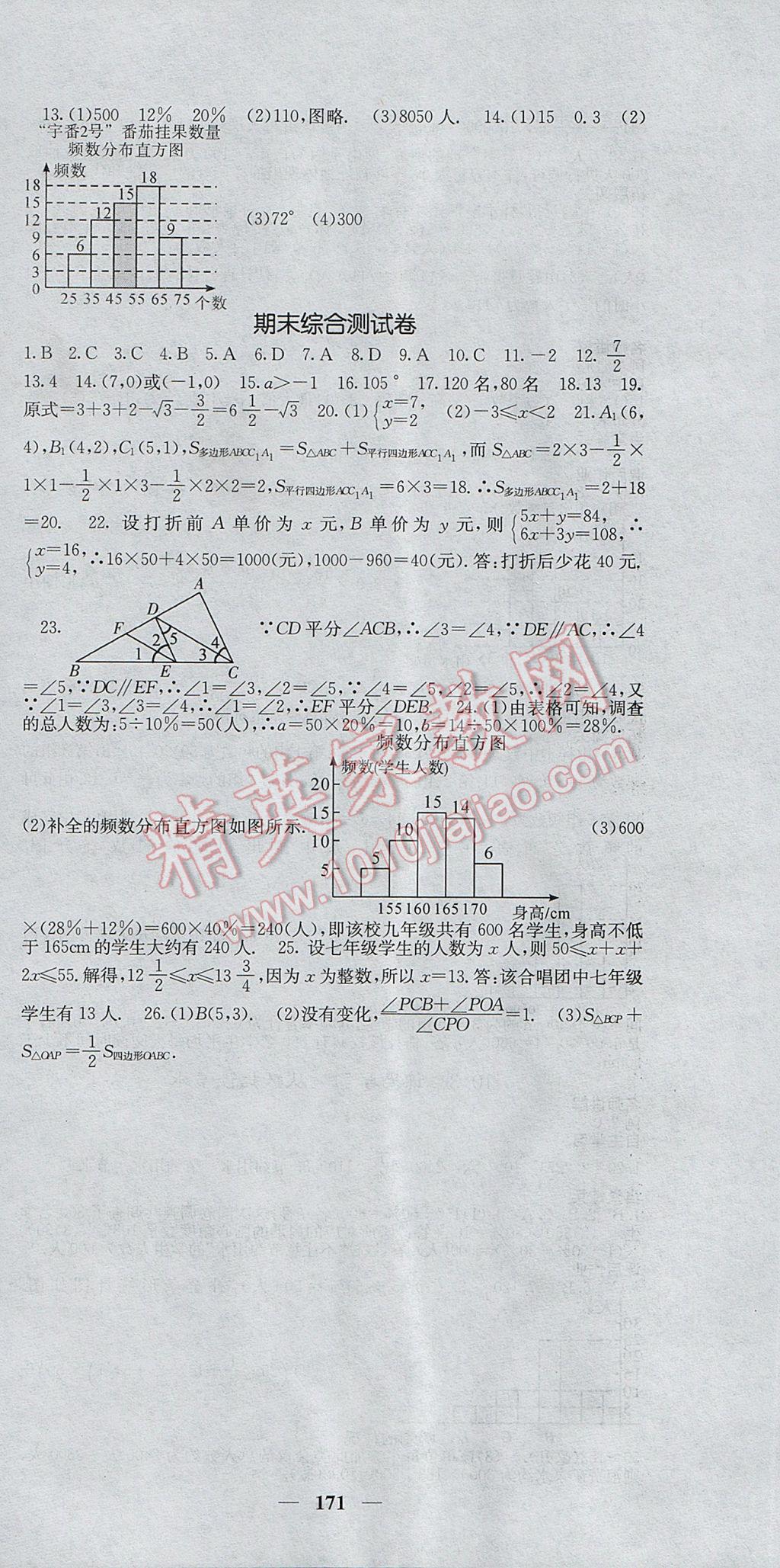 2017年課堂點睛七年級數(shù)學下冊人教版 參考答案第24頁