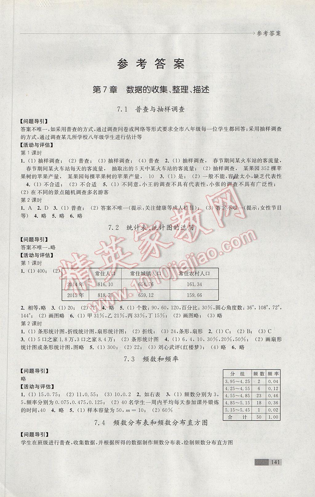 2017年学习与评价八年级数学下册苏科版江苏凤凰教育出版社 参考答案第1页