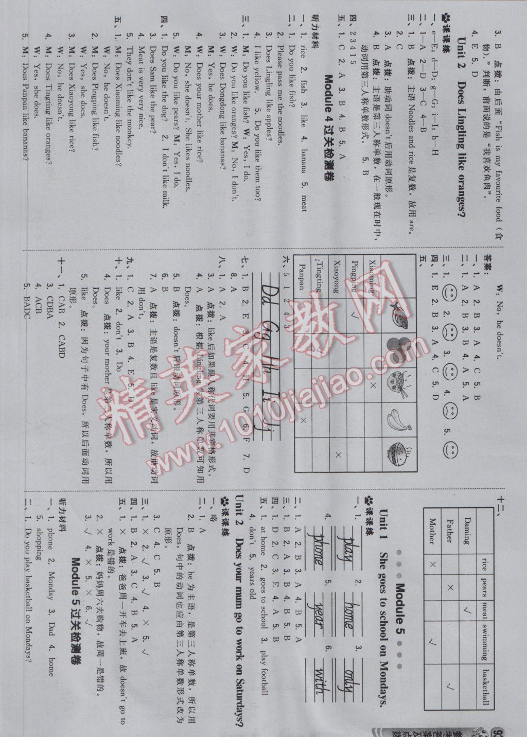 2017年綜合應(yīng)用創(chuàng)新題典中點三年級英語下冊外研版三起 參考答案第3頁