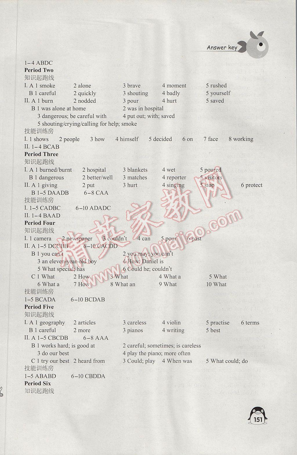 2017年學習與評價七年級英語下冊譯林版江蘇鳳凰教育出版社 參考答案第15頁