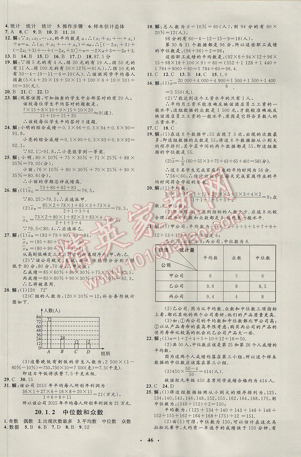 2017年非常1加1完全题练八年级数学下册人教版 参考答案第18页