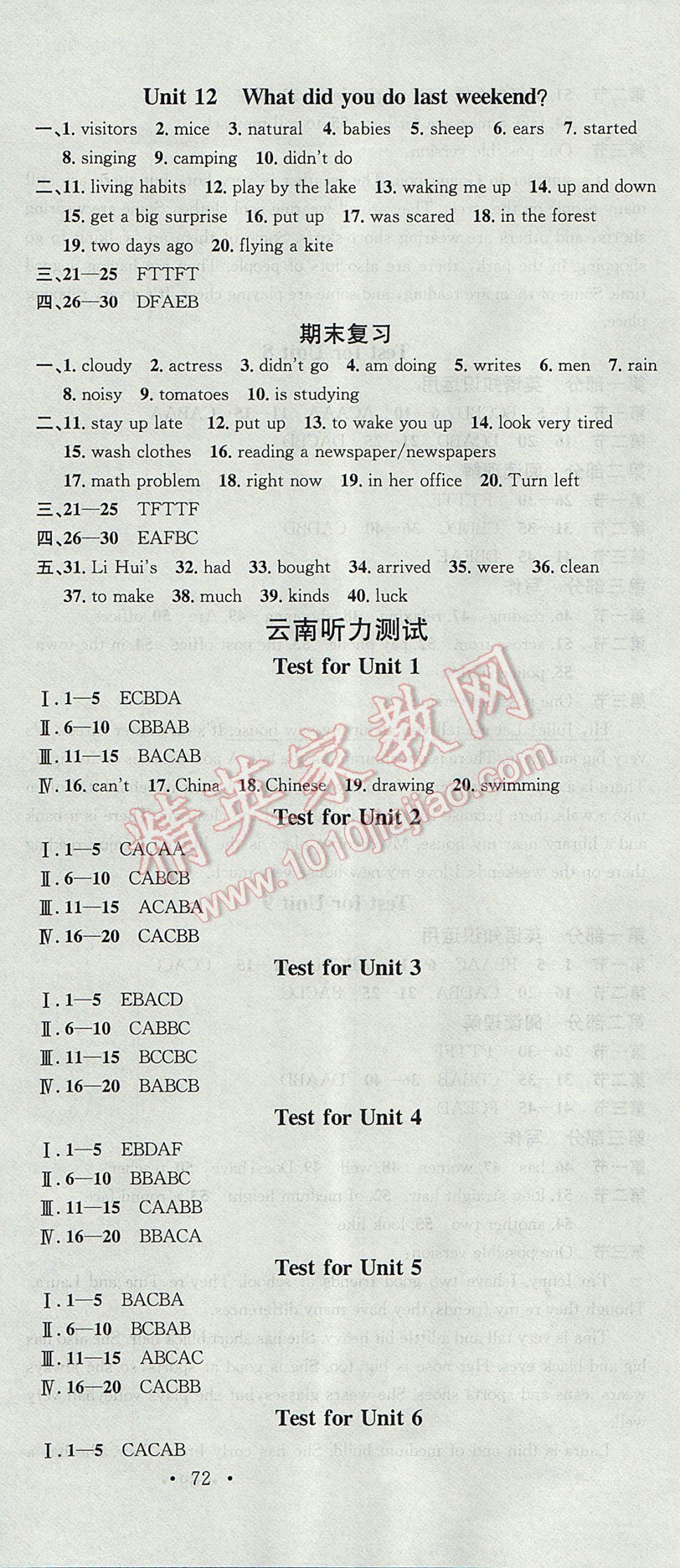 2017年名校課堂滾動(dòng)學(xué)習(xí)法七年級(jí)英語(yǔ)下冊(cè)人教版 參考答案第24頁(yè)