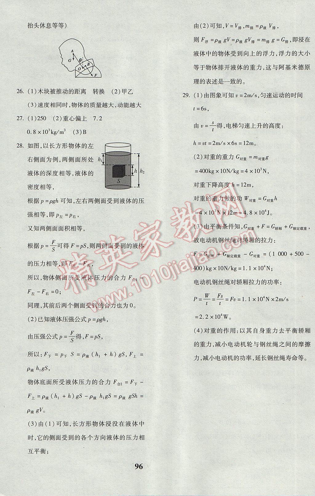 2017年黃岡360度定制密卷八年級(jí)物理下冊(cè)教科版 參考答案第12頁