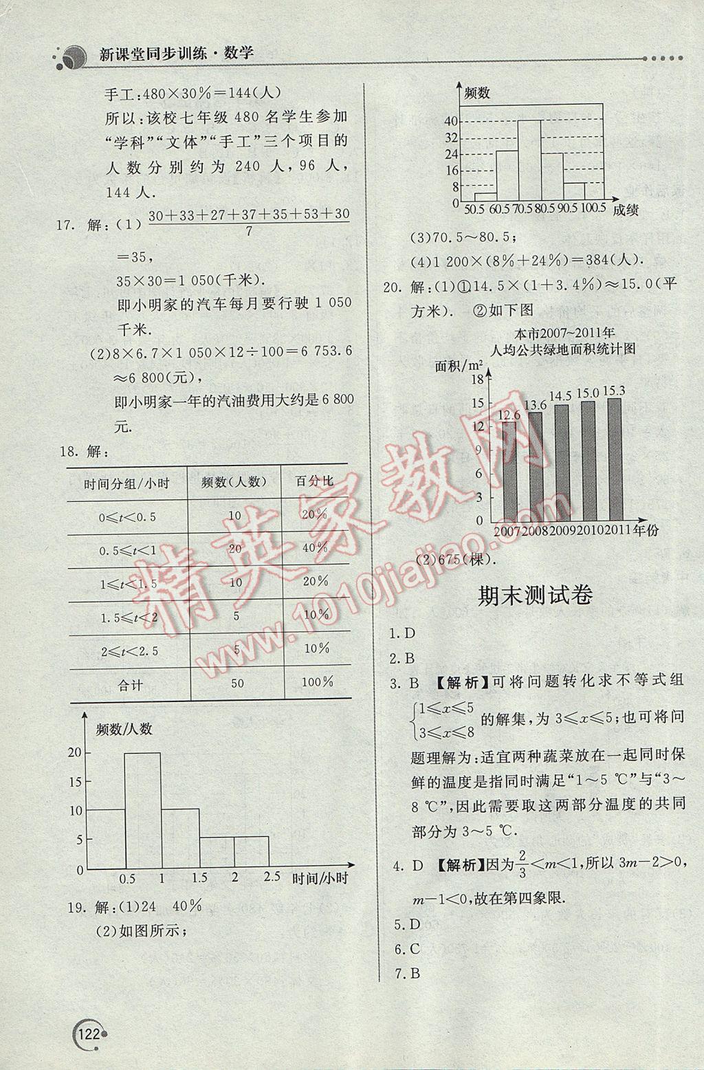 2017年新课堂同步训练七年级数学下册人教版 参考答案第31页