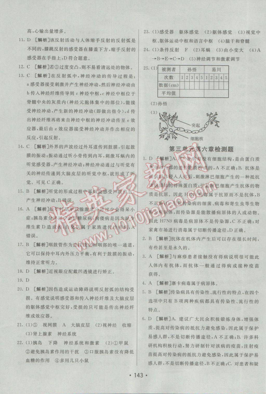 2017年同行學案學練測七年級生物下冊濟南版 參考答案第31頁