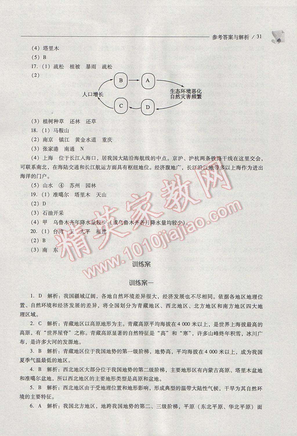 2017年新课程问题解决导学方案八年级地理下册晋教版 参考答案第31页