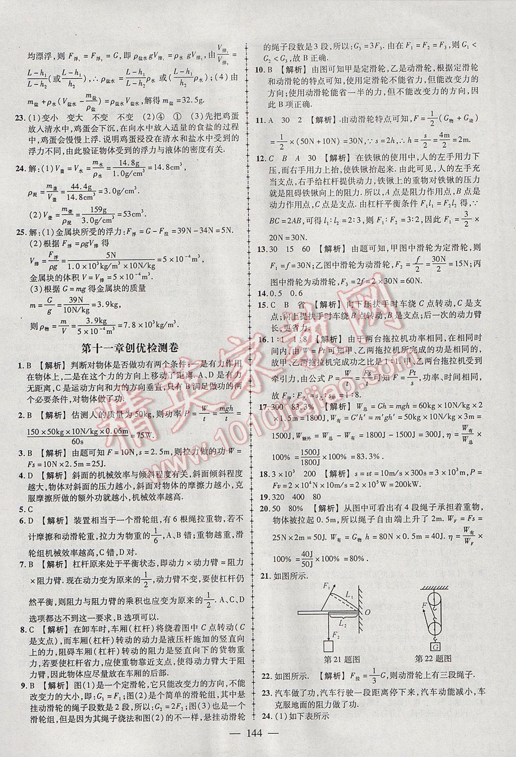 2017年黃岡創(chuàng)優(yōu)作業(yè)導(dǎo)學(xué)練八年級(jí)物理下冊(cè)教科版 參考答案第30頁(yè)