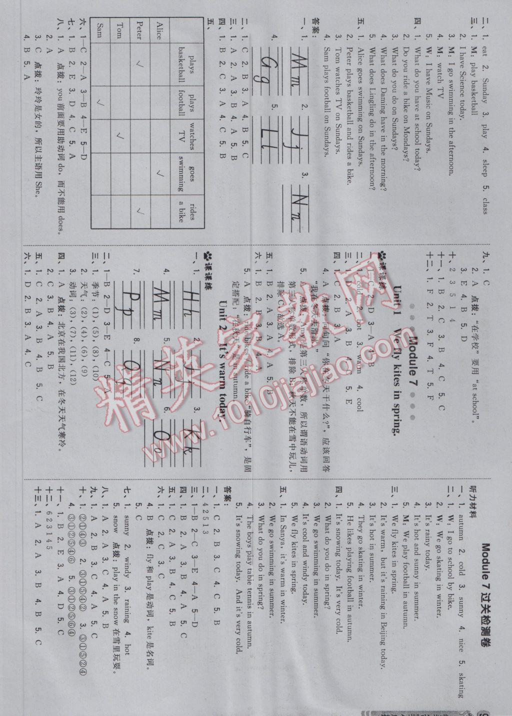 2017年綜合應(yīng)用創(chuàng)新題典中點(diǎn)三年級英語下冊外研版三起 參考答案第5頁