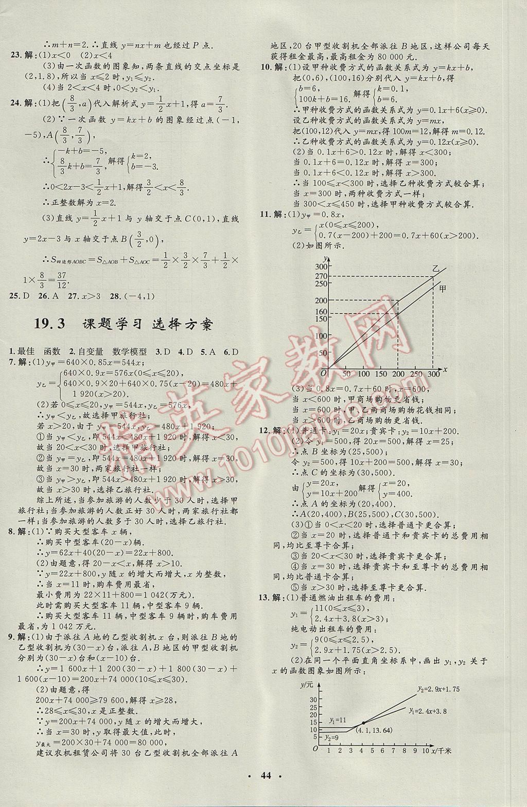 2017年非常1加1完全题练八年级数学下册人教版 参考答案第16页