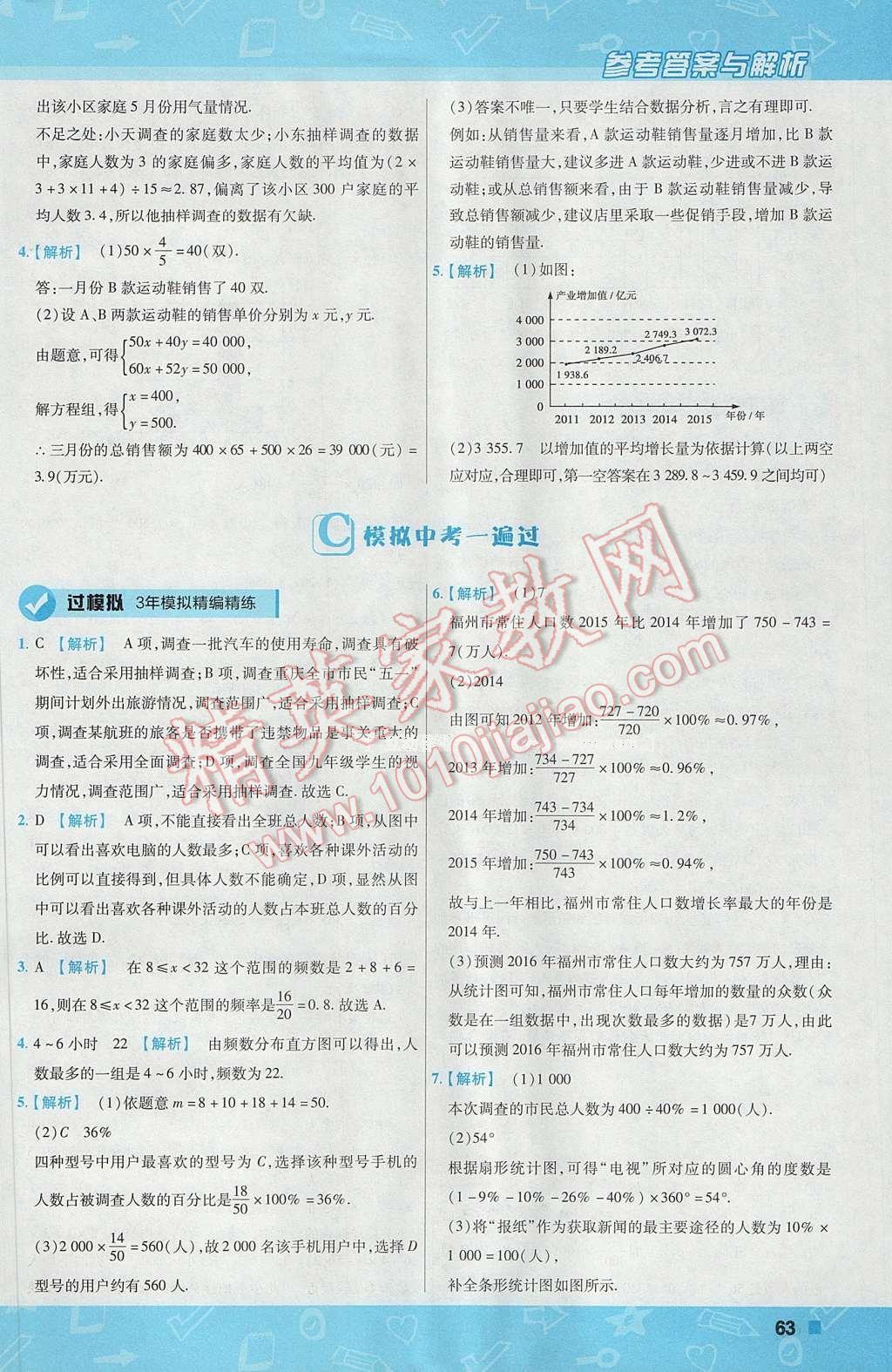 2017年一遍過初中數(shù)學(xué)七年級下冊人教版 參考答案第63頁