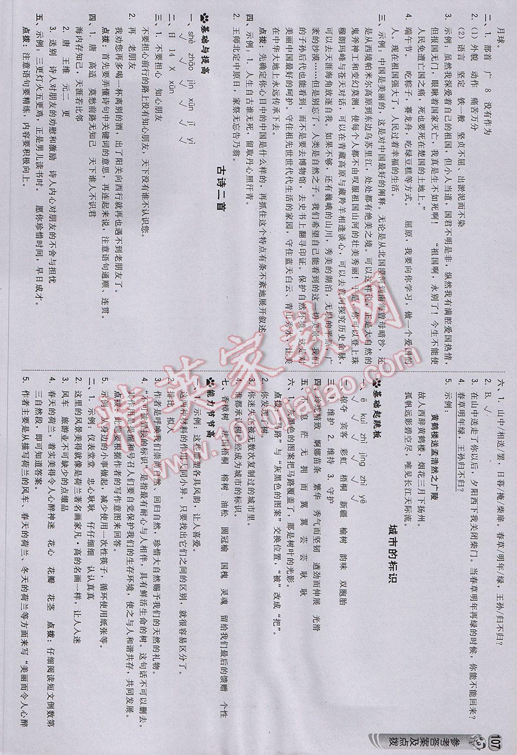 2017年综合应用创新题典中点六年级语文下册北师大版 参考答案第17页