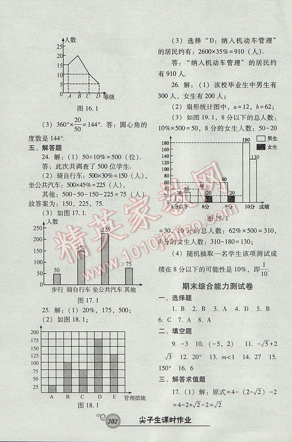 2017年尖子生新课堂课时作业七年级数学下册人教版 参考答案第46页