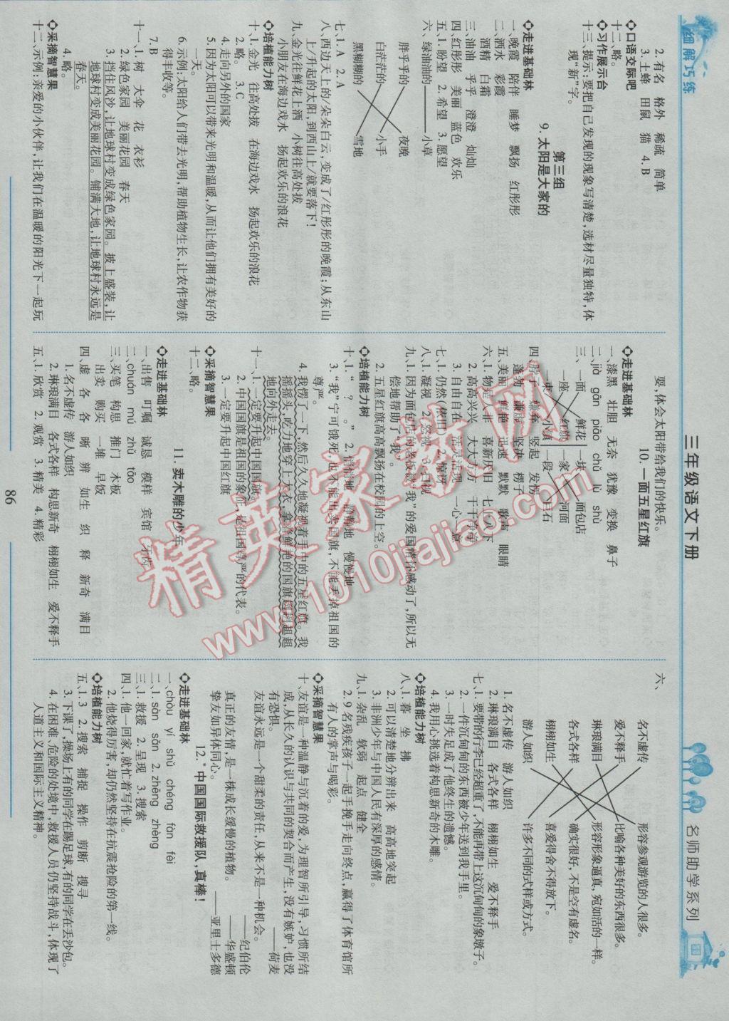 2017年細(xì)解巧練三年級語文下冊魯教版五四制 參考答案第3頁