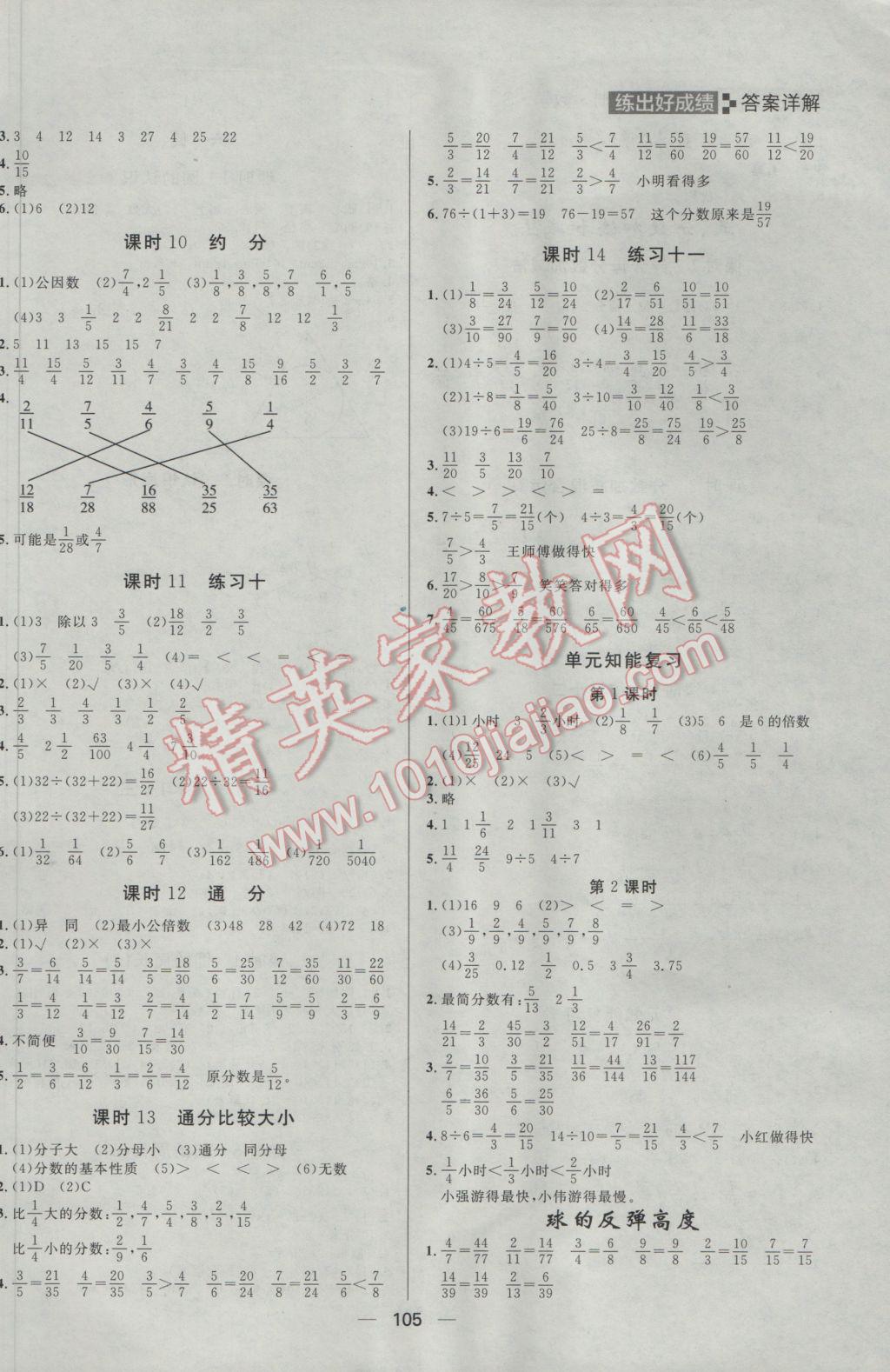 2017年練出好成績五年級(jí)數(shù)學(xué)下冊(cè)蘇教版 參考答案第5頁